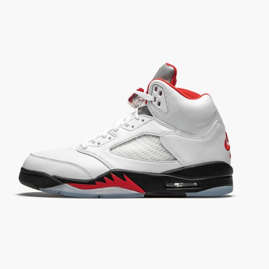 Nike Air Jordan 5 Retro Fire Red Silver Tongue Herr DA1911-102 Skor