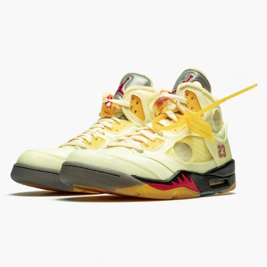 Off-White x Nike Air Jordan 5 Retro Sail Herr DH8565-100 Skor