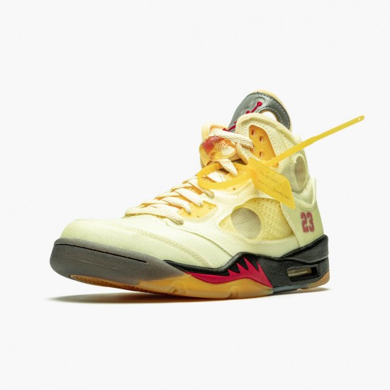 Off-White x Nike Air Jordan 5 Retro Sail Herr DH8565-100 Skor