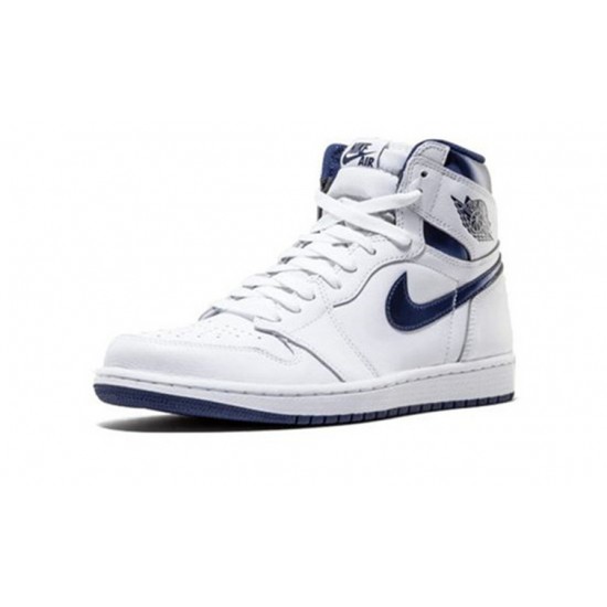 Jordan Skor Jordans 1 High Metallic Navy WHITE vit 555088 106