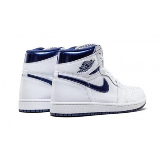 Jordan Skor Jordans 1 High Metallic Navy WHITE vit 555088 106