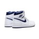 Jordan Skor Jordans 1 High Metallic Navy WHITE vit 555088 106