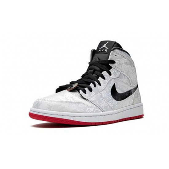 Jordan Skor Jordans 1 Mid X CLOT White SILVER Silver CU2804 100