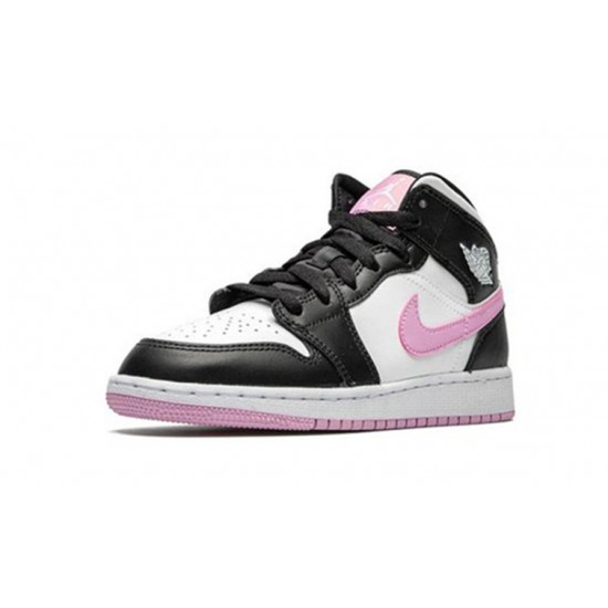 Jordan Skor Jordans 1 Mid White Black Light Arctic Pink White vit 555112 103