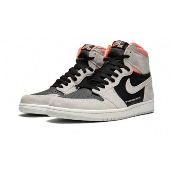 Jordan Skor Jordans 1 High OG Neutral Grey Hyper Crimson grå 555088 018