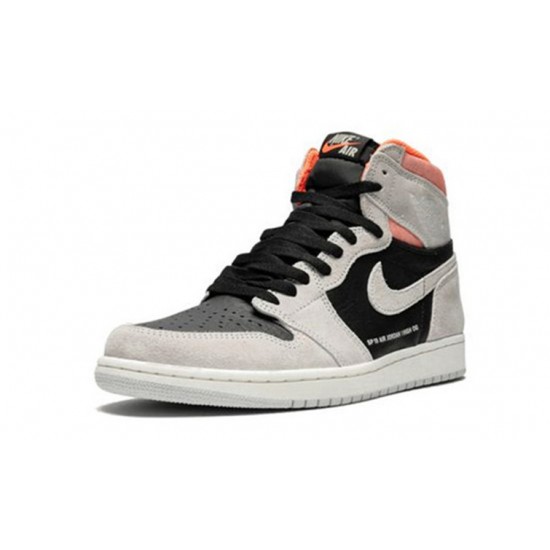 Jordan Skor Jordans 1 High OG Neutral Grey Hyper Crimson grå 555088 018