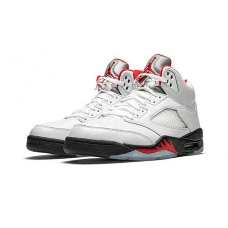 Jordan Skor Jordans 5 Fire Red TRUE WHITE vit DA1911 102